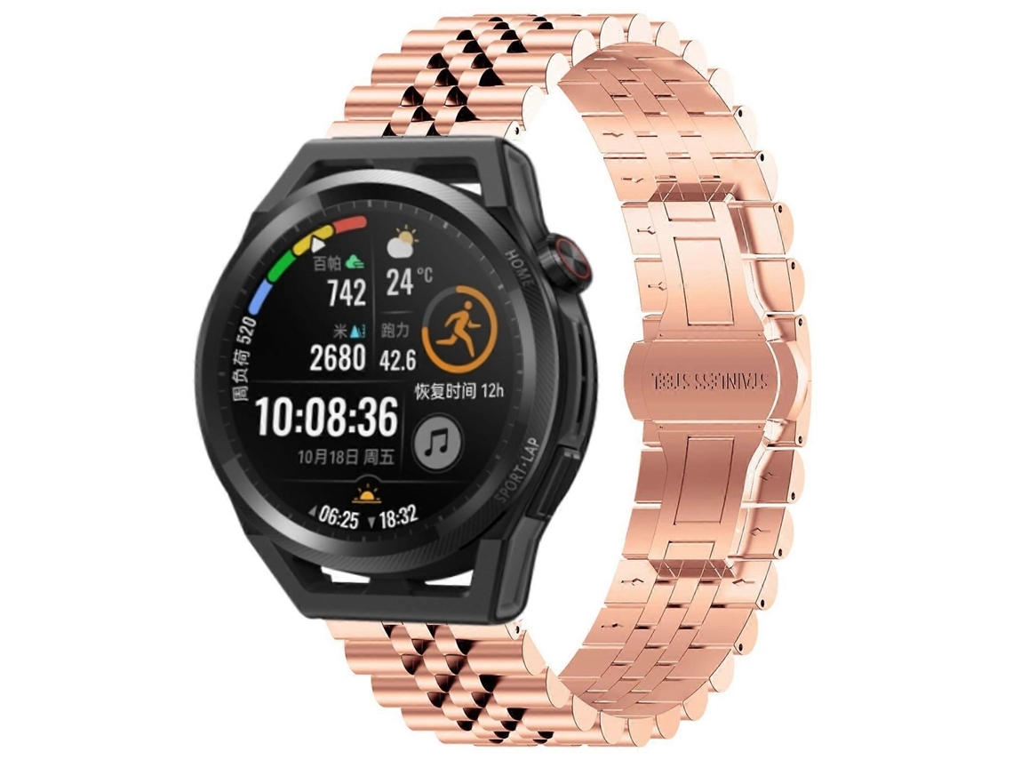 Brazalete de acero inoxidable con diseño de media luna para Huawei Watch GT Runner Five Bull + Herramienta para quitar el brazalete