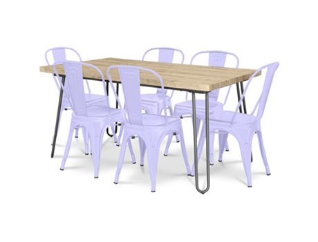 Pack Mesa Comedor Diseño Industrial 150Cm Pack 6 Sillas Comedor Diseño Industrial Hairpin Stylix TOLIX STYLE