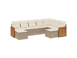 Maison Exclusive - Set De Sofás De Jardín 9 Pzas Con Cojines Ratán Sintético Beige
