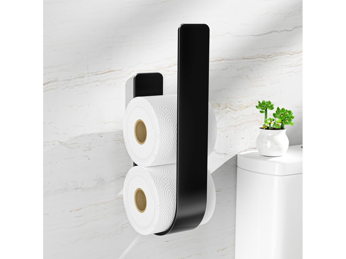 Soporte Autoadhesivo Negro Para 3 Rollos De Papel Higiénico (sin Perforación) – Recambio