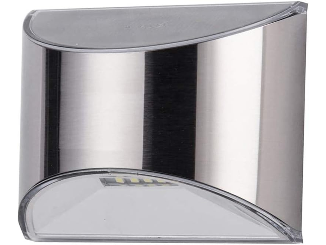 Lámpara Solar De Exterior De Acero Inoxidable Plateado, Aplique De Pared Led