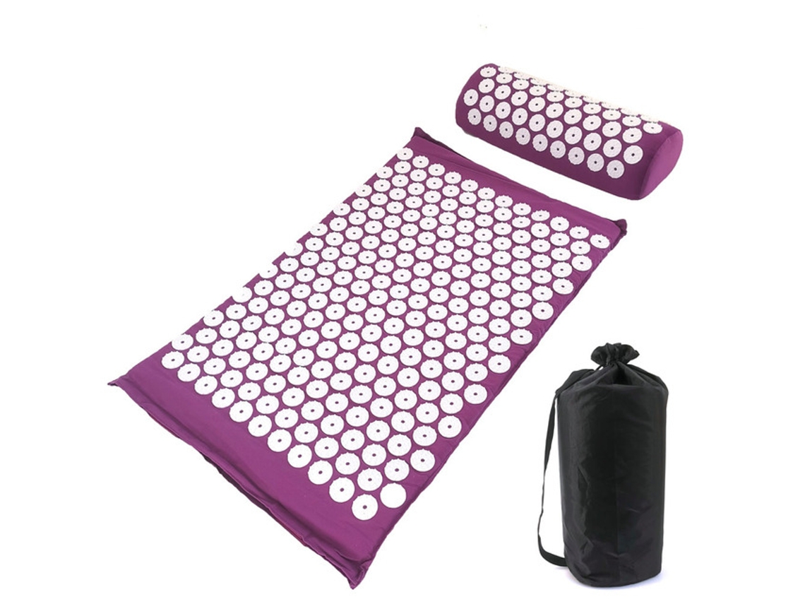 Almofada de Massagem para Ioga, Design com Amplo Ponto de Contato, Roxa MDUG (conjunto Completo Roxo com Bolsa)