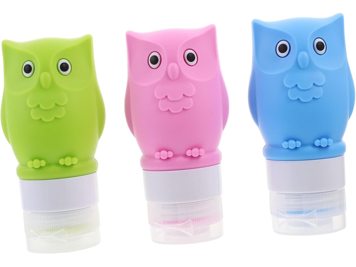 Frascos De Viaje De Silicona Reutilizables De 3 Piezas Para Cosméticos, Multicolor Azul, Rosa Y Verde.