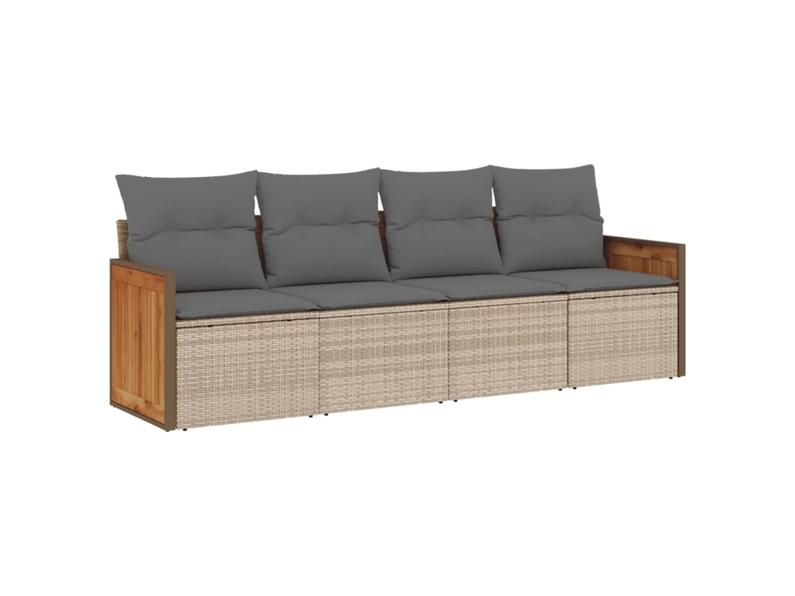 Conjunto de 4 sofás de jardín con cojines de mimbre beige MAISON EXCLUSIVE (4 piezas)
