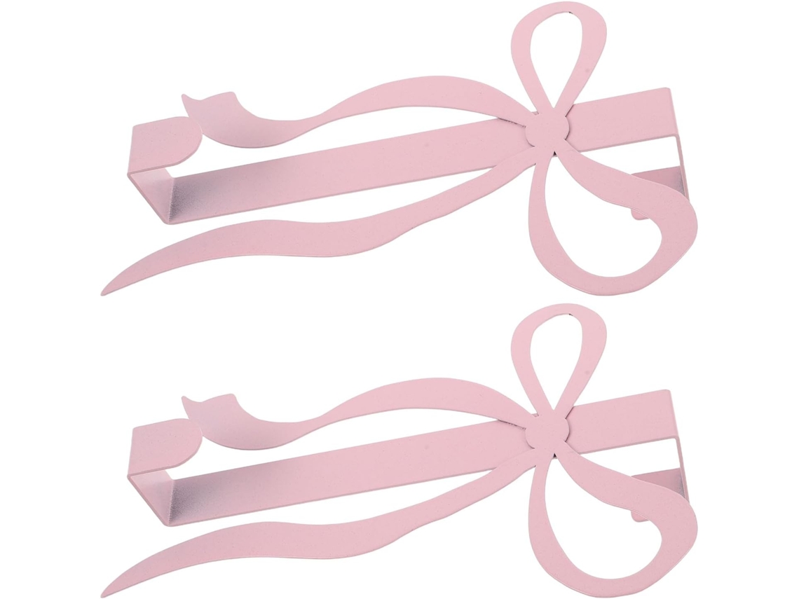 Puerta 2, Ganchos Metálicos Rosas Con Forma De Nudo, Juego De Soporte Resistente