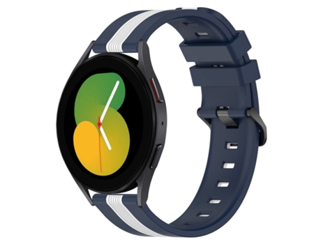 Correa de reloj inteligente para Samsung Galaxy Watch5 44 mm 20 mm Correa de reloj de silicona vertical de dos colores (azul + blanco)