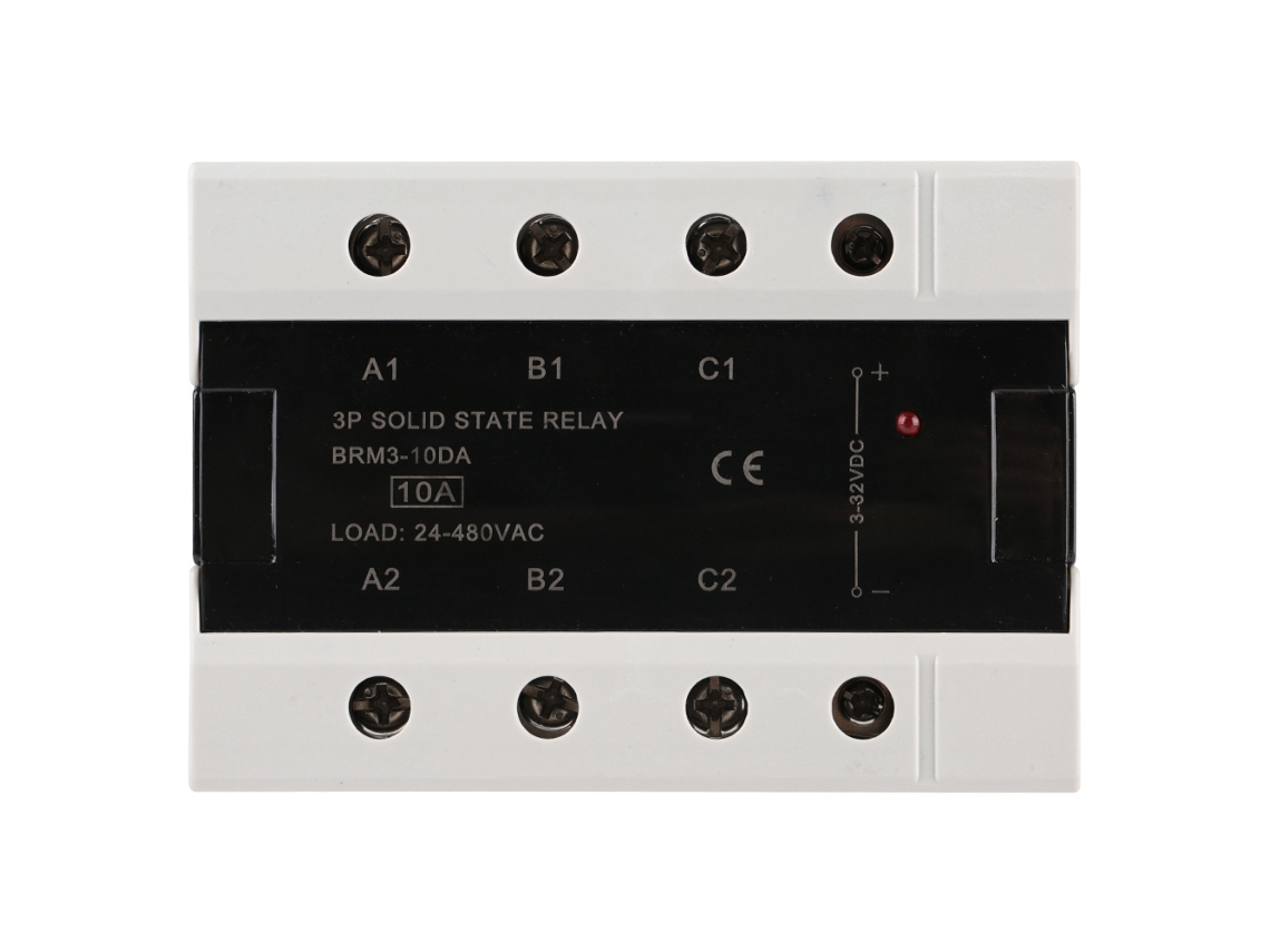Relé De Estado Sólido Trifásico Brm3-10da 24-480 Vca 10 A Con Potenciómetro Ajustable