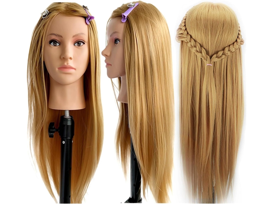 Cabeza de maniquí colorida para peinados y trenzas SFUSHOS (amarilla)
