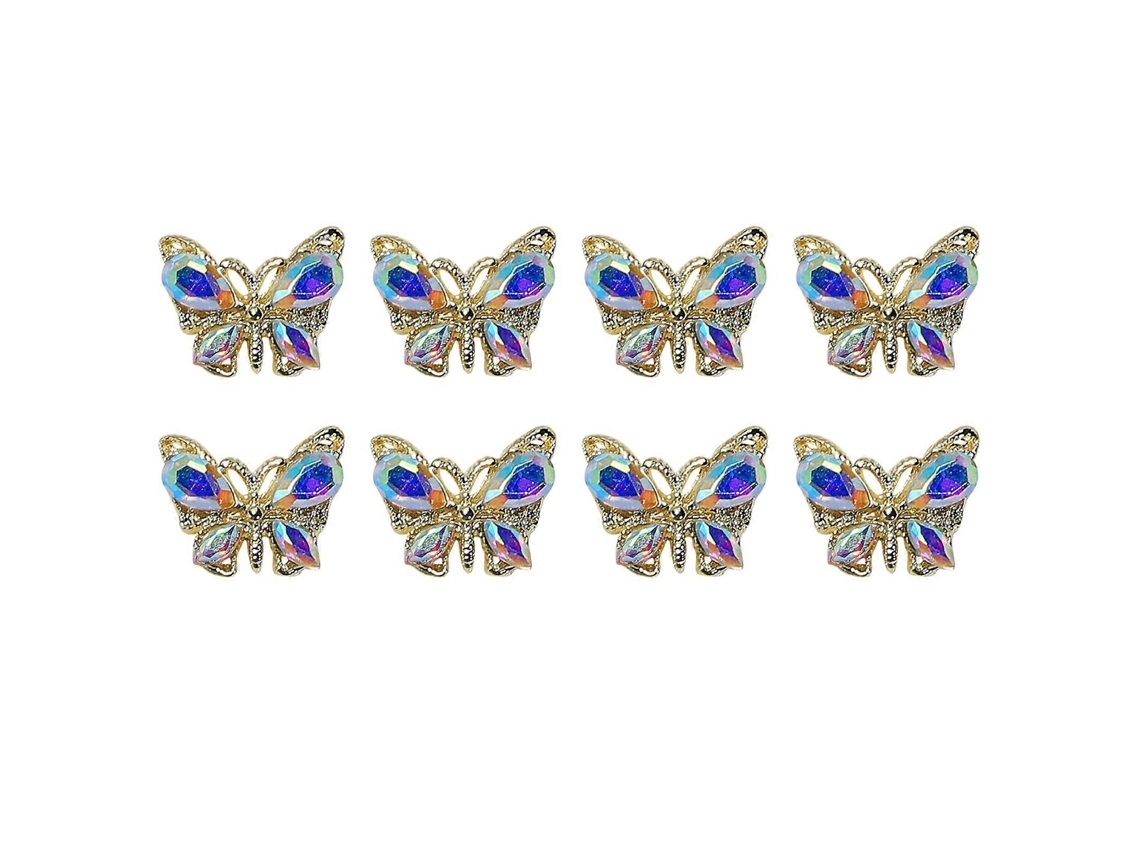 8 piezas de dijes de uñas de mariposa 3D con destellos de cristal para decoración de uñas. Gemas para decoración de uñas DIY (2272 Hengrongshen).