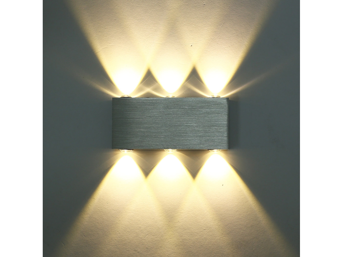 Aplique Led Rectangular De Aluminio Escovado 6w Luz Cálida, 6 Focos, Diseño Moderno Para Decoración Interior