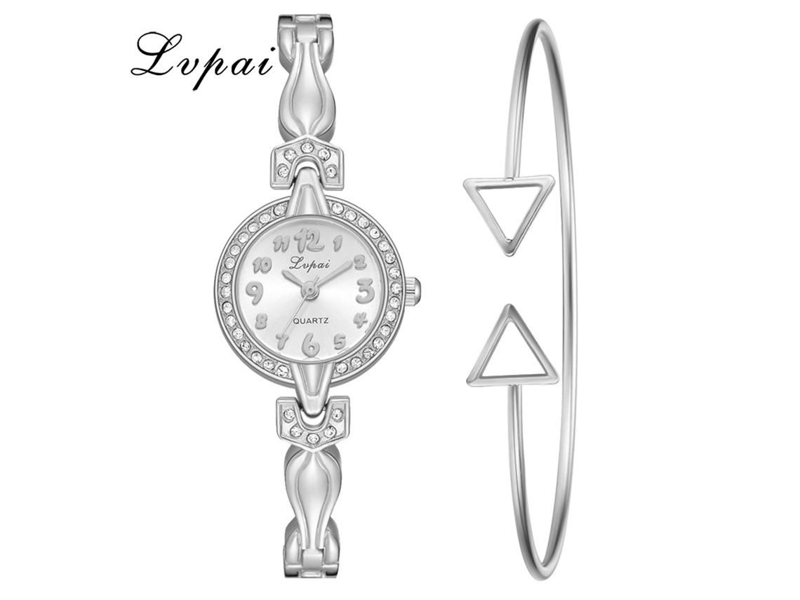 Reloj De Cuarzo Para Mujer Con Brazalete De Aleación Ivpai, Estilo De Lujo, Color Blanco Y Plata.