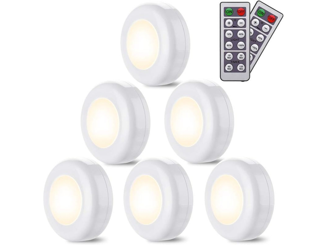2026-linjou 6 Luz Led Inalámbrica Blanca Cálida 4000k Regulable Con Control Remoto Para Cocina Dormitorio