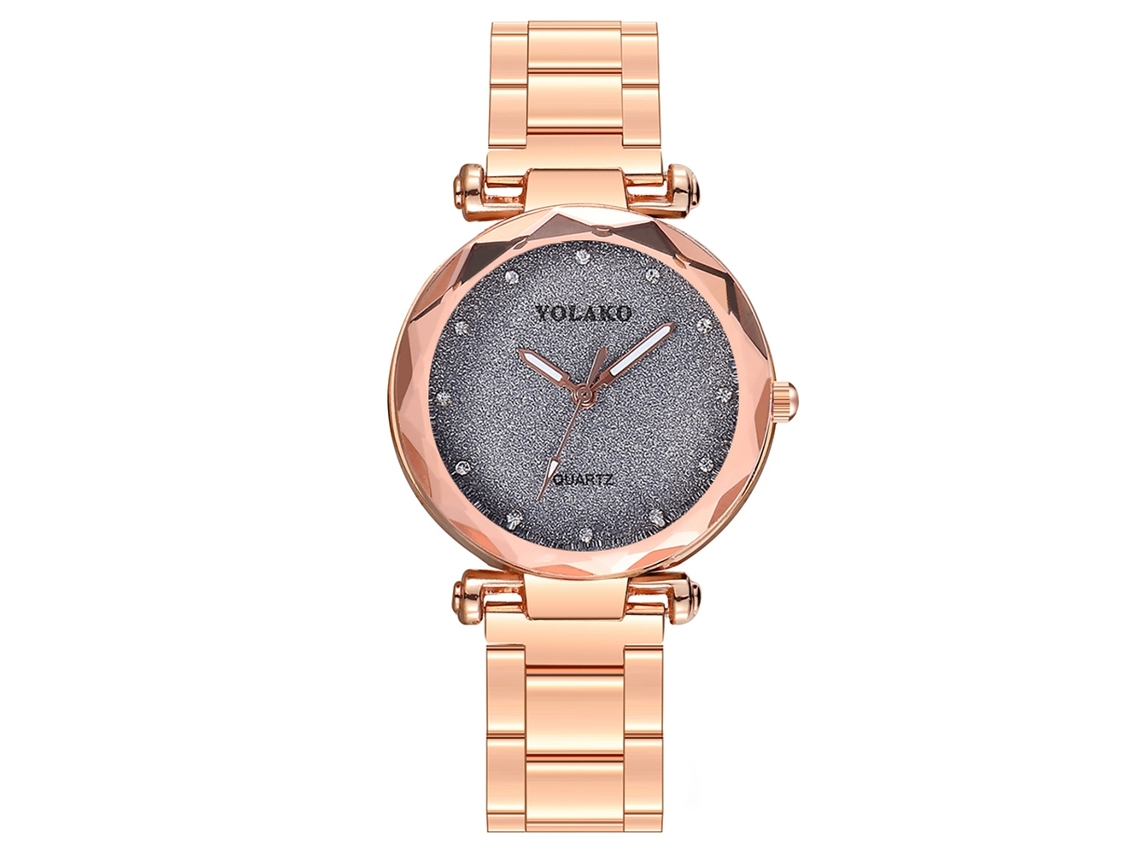Reloj De Pulsera De Cuarzo Informal Para Mujer Yolako, Esfera Redonda, Aleación, Gris.
