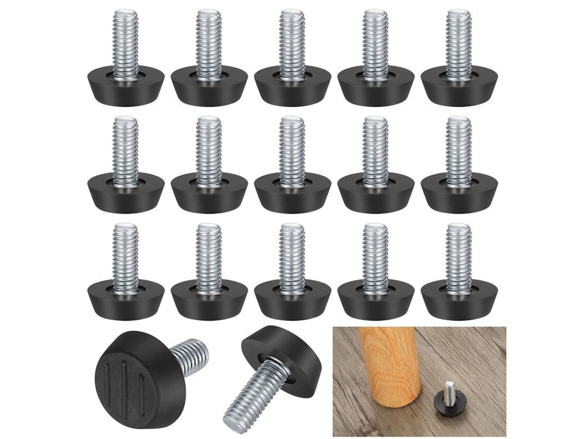 2026-22 Piezas Patas Ajustables De Nivelación M8x20mm, Tornillos Para Muebles Con Base Redonda Y Protector De Suelo