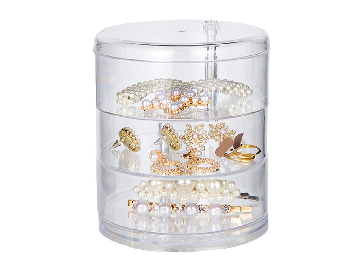 Caja de joyas giratoria 360°, transparente Kofihety