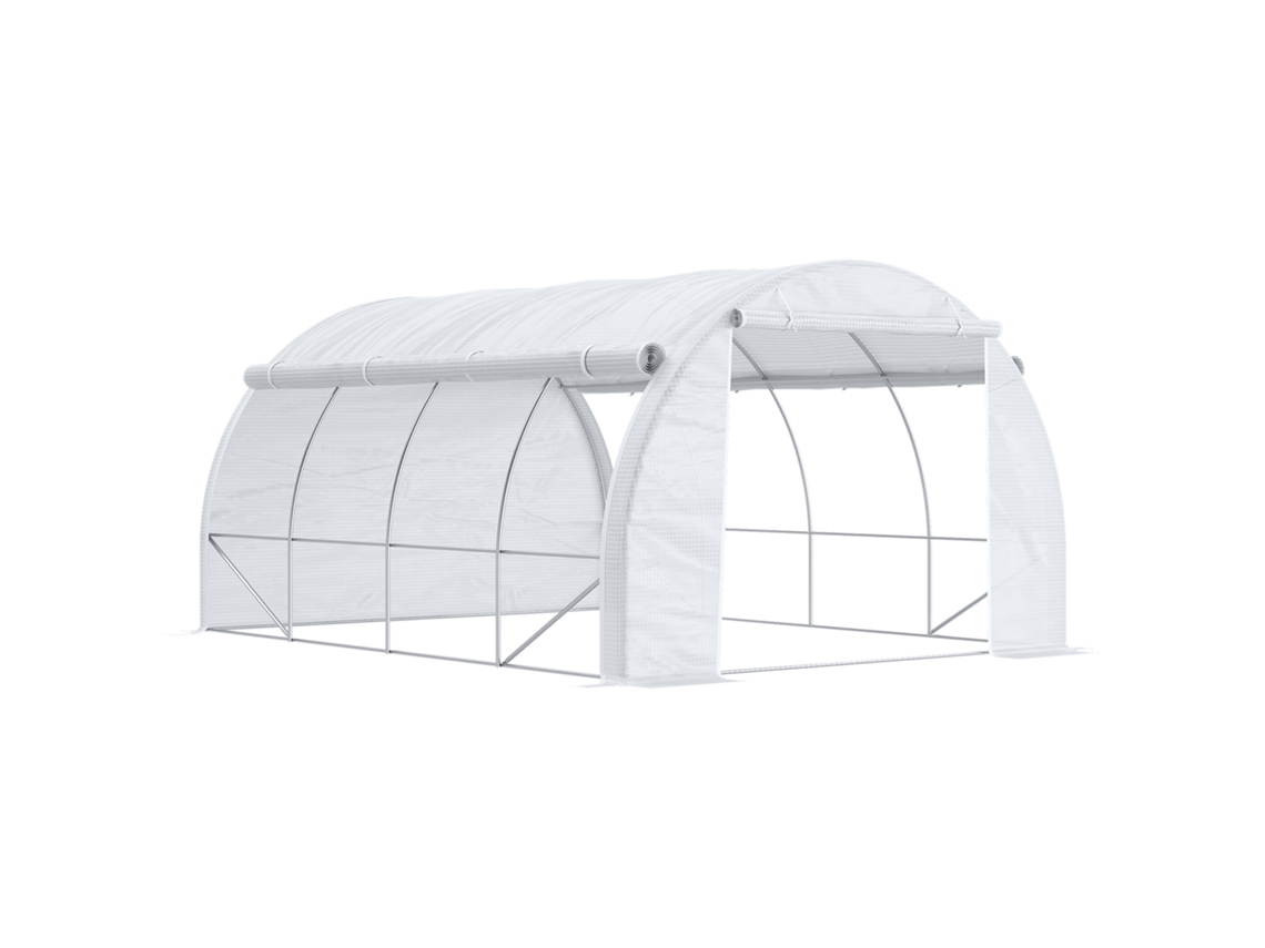 Estufa Em Alumínio,3,97x3,02x2 M Com Proteção Uv,estufa Para Tomates À Prova De Vento Com Porta Lateral Em Aço Branca.