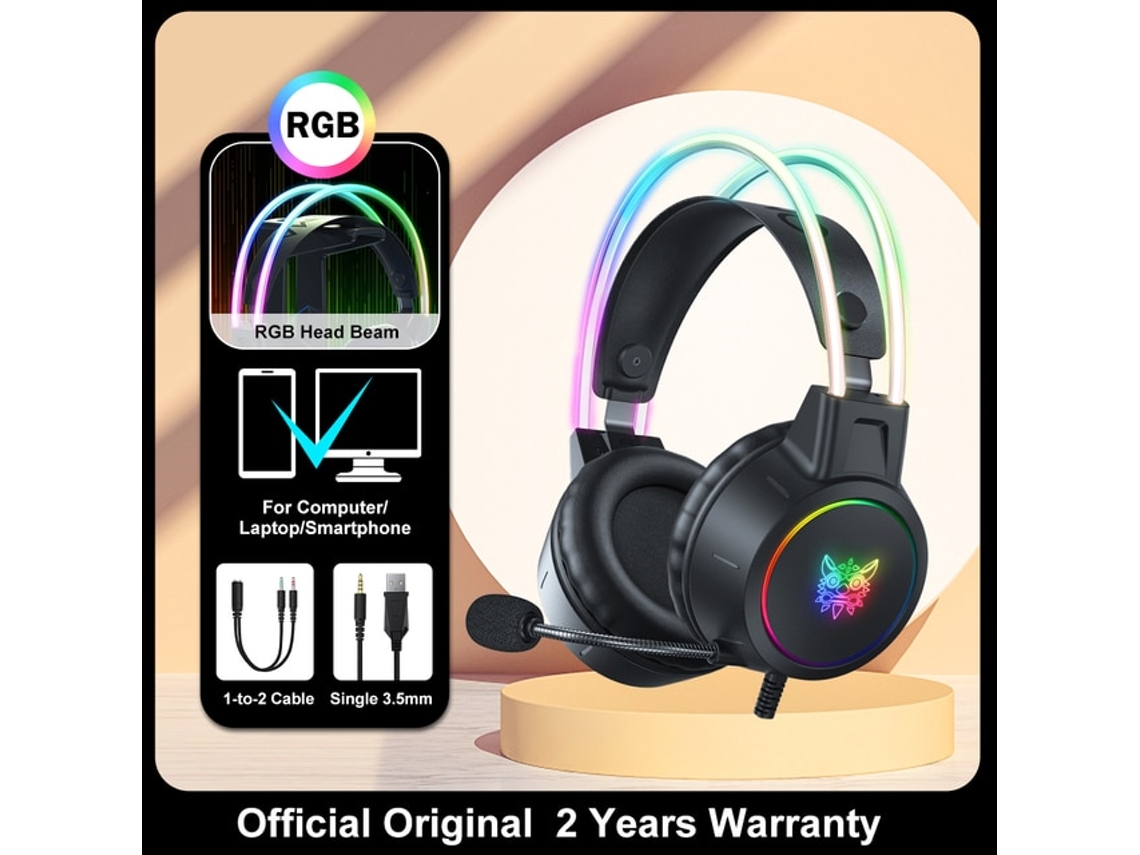 Auriculares ONIKUMA X15 Pro Rgb Head Beam Gaming Headphones con Microfone 3.5Mm