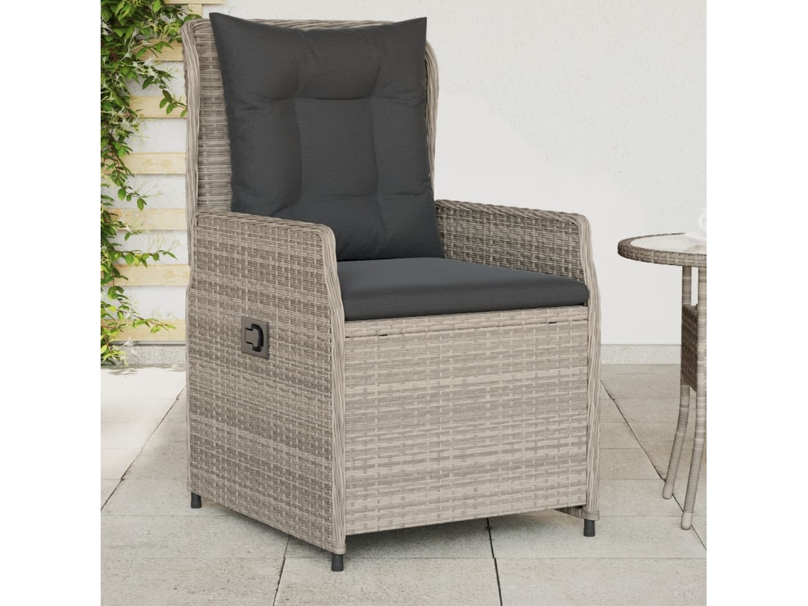 DKD HOME DECOR - Juego de 2 sillas reclinables de jardín en mimbre gris claro (PE)