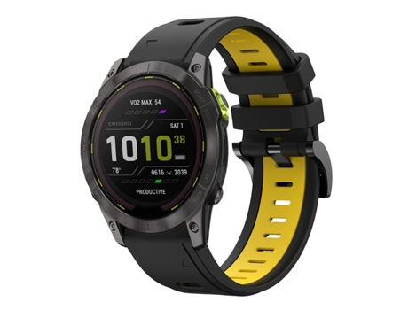 Correa Smartwatch para Garmin Enduro 2 26mm Silicona Deportiva Bicolor (Negro + Amarillo)