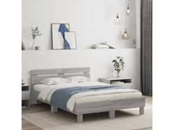 Cama Con Cabecero Madera De Ingeniería Gris Sonoma 135x190 Cm