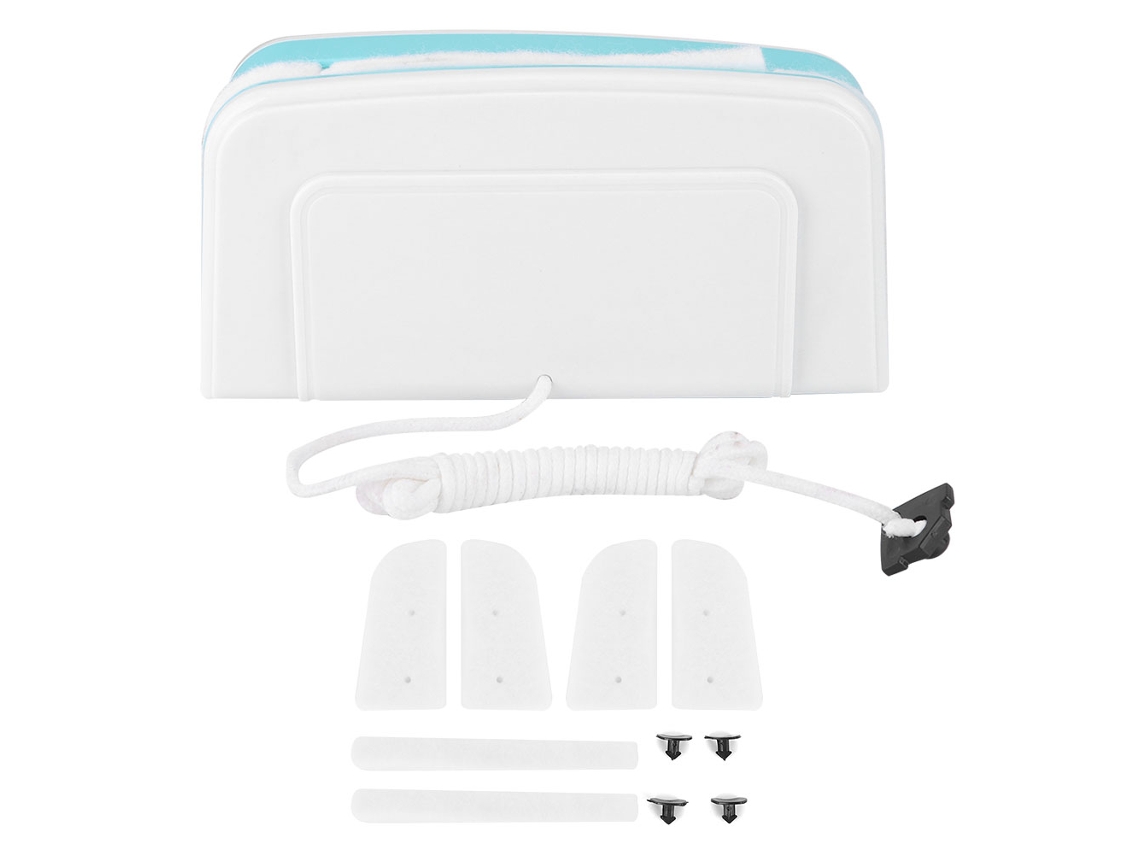 Raspador magnético de doble cara para limpieza de vidrios, ideal para uso doméstico y en edificios.