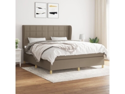 Cama Box Spring Con Colchón Tela Gris Taupe 180x200 Cm