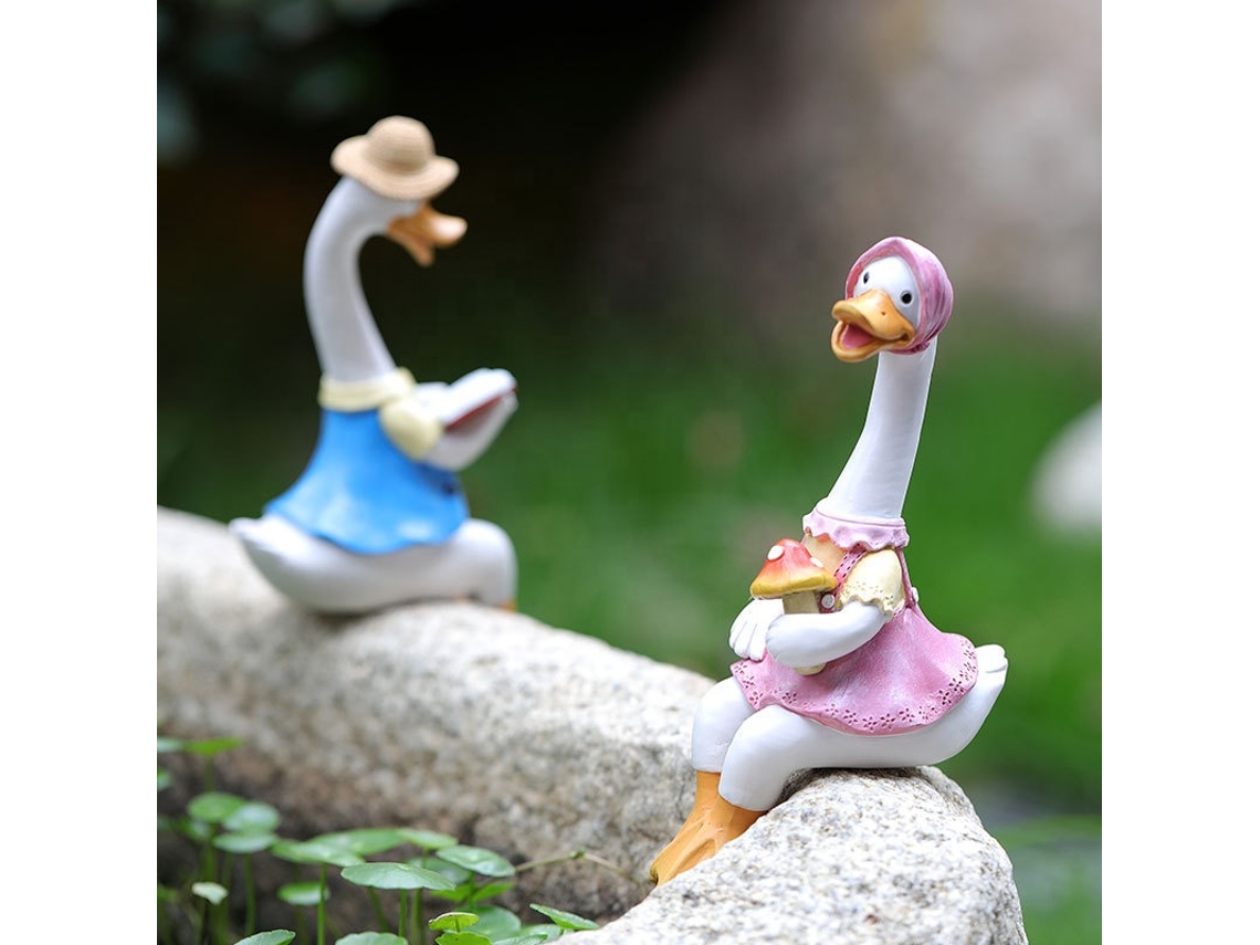 Escultura de pato de resina para decoración de jardín, maceta y patio.