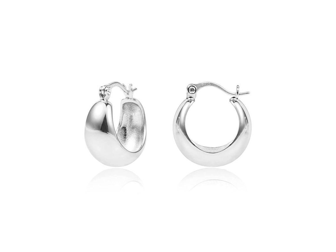Brincos de argola pequenos e grossos, banhados a ouro 14k, para mulheres e meninas, com ponteiras em prata de lei, hipoalergênicos.
