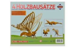 Juego de construcción de animales de madera Pebaro, juego de rompecabezas 3D para niños