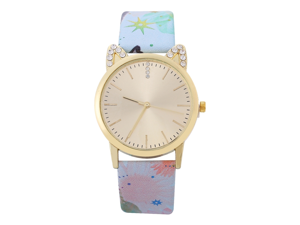 Reloj De Pulsera De Moda Para Mujer Con Sencillos Diamantes De Imitación Y Esfera De Poliuretano Azul Claro.