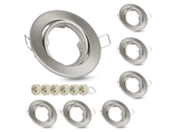Kit de 6 reflectores GU10 empotrables, base de luz de 230 V, 50 mm, reflector de aluminio, orientable 30°, para lámparas LED halógenas Nettlife