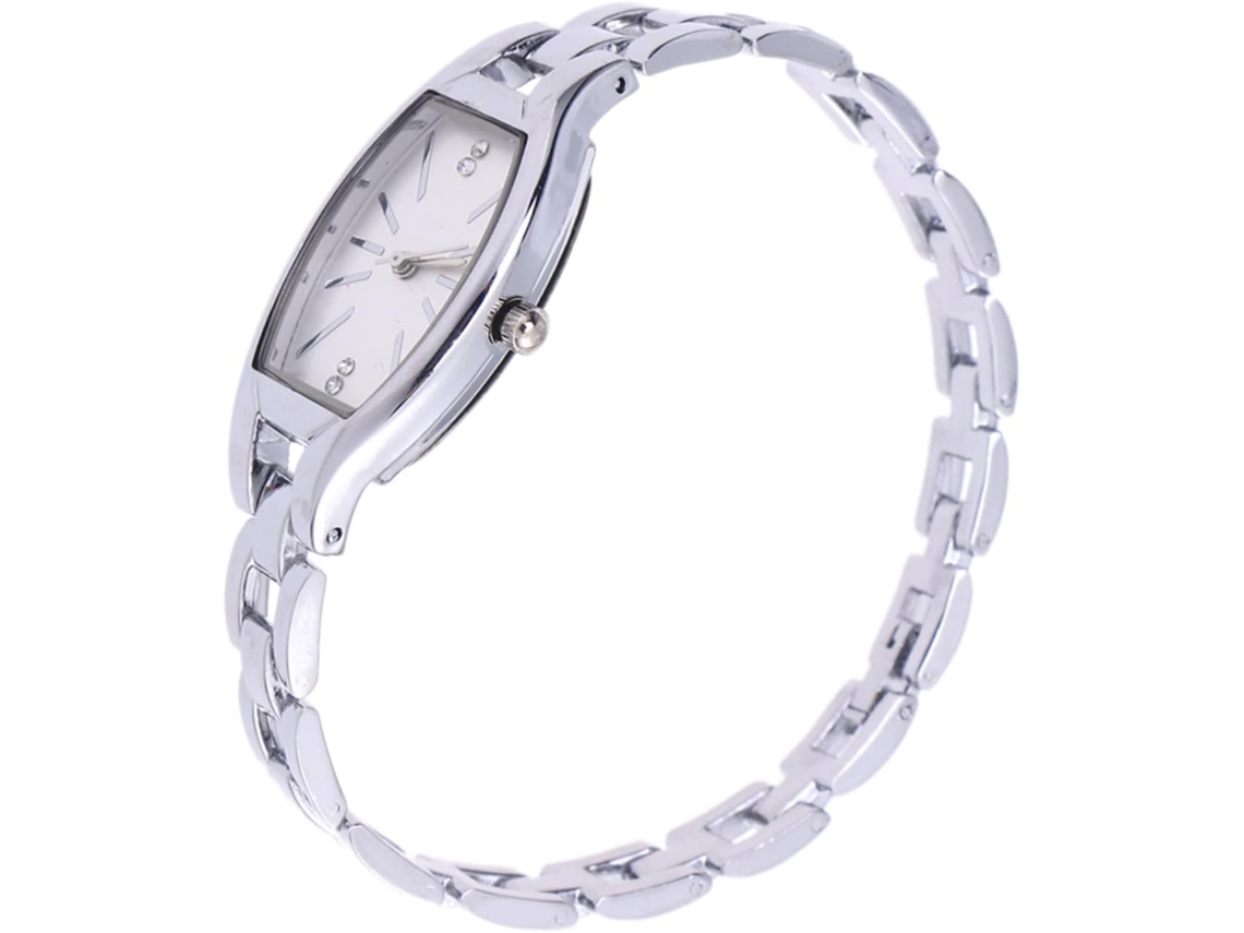 Reloj Cuarzo Mujer Sencillo Elegante Pulsera Plateado Personalizado Bisel Blanco