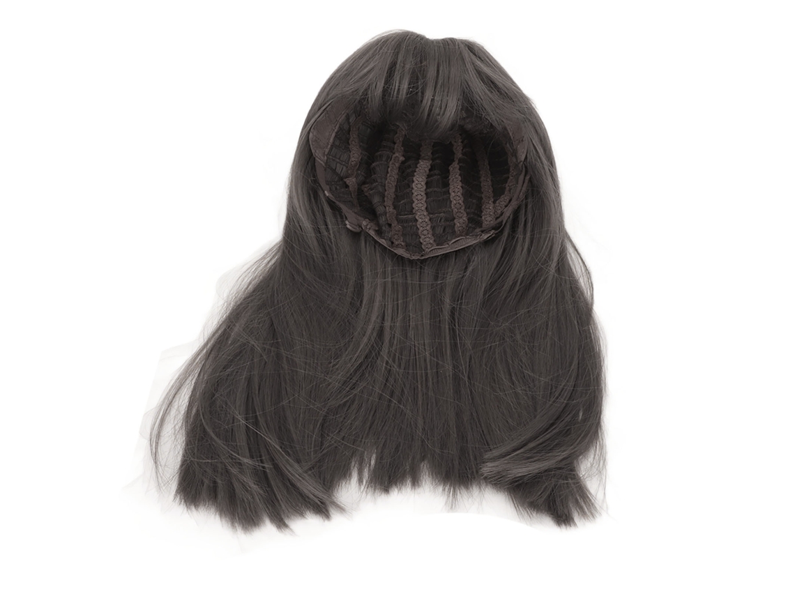 Peluca De Pelo Sintético Ajustable De 19.7 Pulgadas Con Flequillo Para Mujer, Color Rosa Gris Humo, De Largo Medio