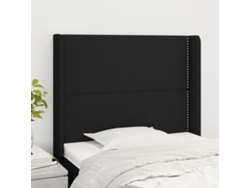 Cabecero Con Orejas De Tela Negro 83x16x118/128 Cm