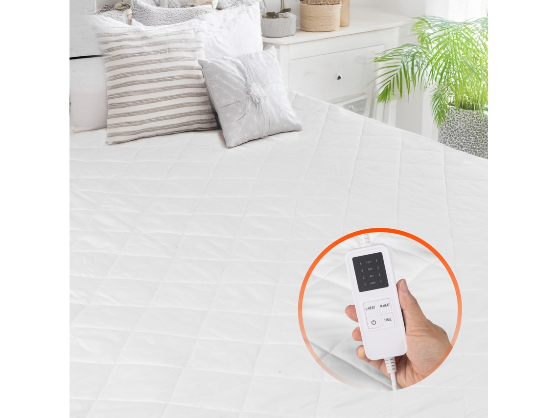 Protector De Colchón Calefaccionado Succebuy Con Temporizador 1950 X 1650 Mm Blanco