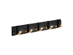 Gancho De Pared Invisible Reforzado Con 5 Ganchos Plegables Para Perchero, 40 Cm, Negro.