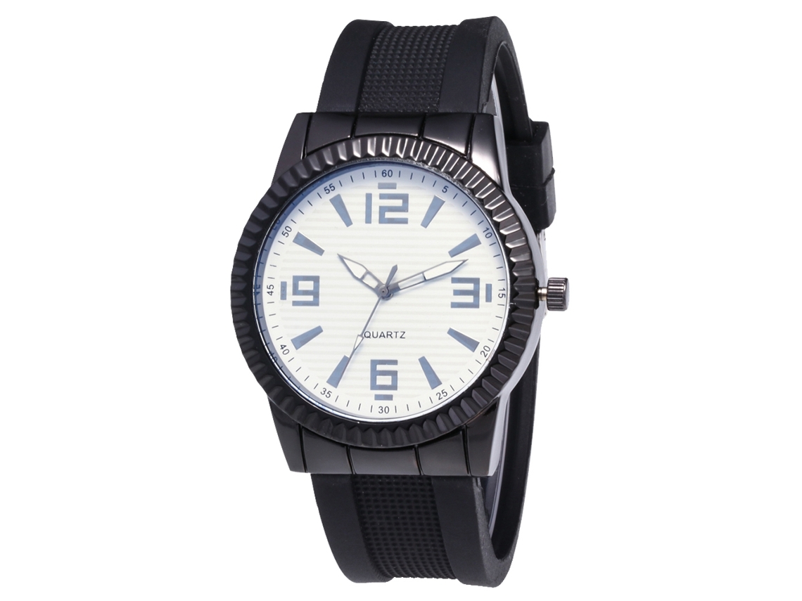 Reloj De Muñeca Analógico De Cuarzo Con Dial Redondo De Aleación Pareja Negro Y Blanco