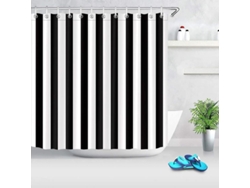 2026-cortina De Ducha Blanco Y Negro Rayada, 180x180cm Impermeable Poliéster, Decoración Baño Estilo 180*200