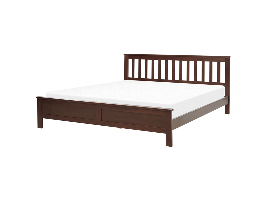 Cama con somier BELIANI Mayenne de Madera de pino Madera oscura 189x208x88