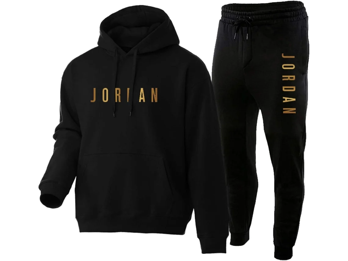 Conjunto completo Jordan para hombre: sudadera con capucha y pantalón deportivo de 2 piezas, cómodo jersey clásico de manga larga y pantalón para gimnasio o entrenamiento.