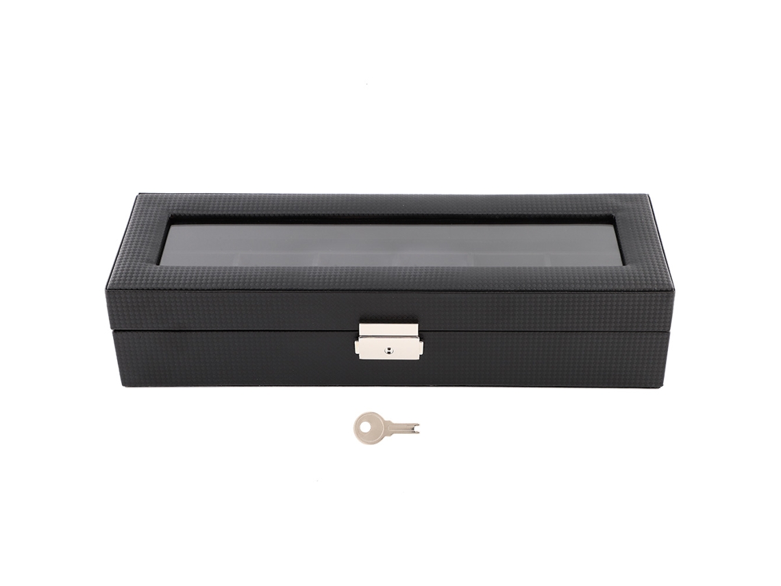 Caja De Relojes De 6 Espacios Com Fibra De Carbono Para Viagens E Colecionadores