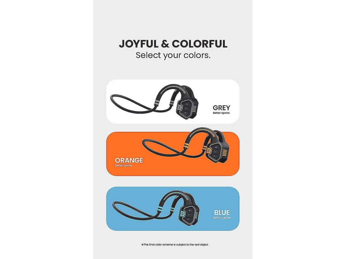 Auriculares Bluetooth Conducción ósea Mp3 Natación Ipx8 Impermeable 16Gb  Memoria Micrófono Gris