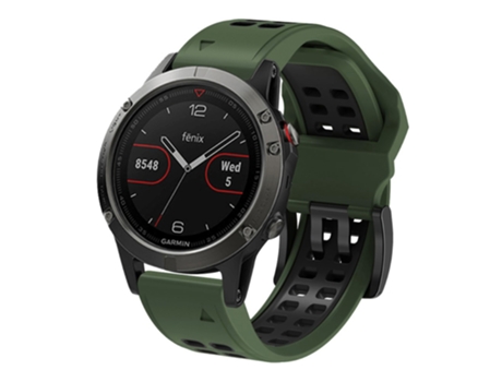 Correa de Silicona liberación rápida dos colores para Garmin Fenix 7/6/5 - verde militar/negro