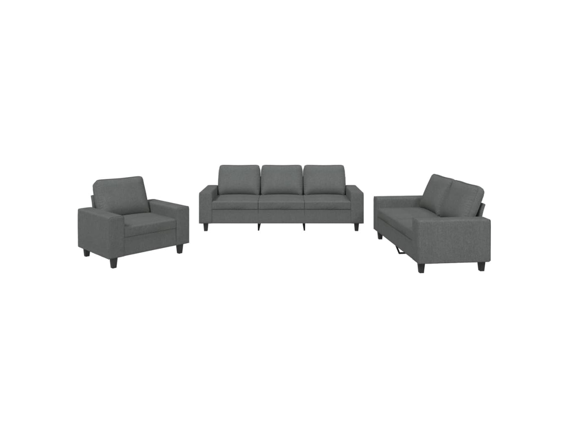 Maison Exclusive - Juego De Sofás 3 Piezas Tela Gris Oscuro