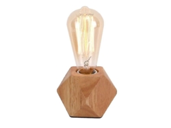 Lámpara De Mesilla Pequeña Con Base De Madera En Forma De Diamante, Casquillo E27, Para Dormitorio.