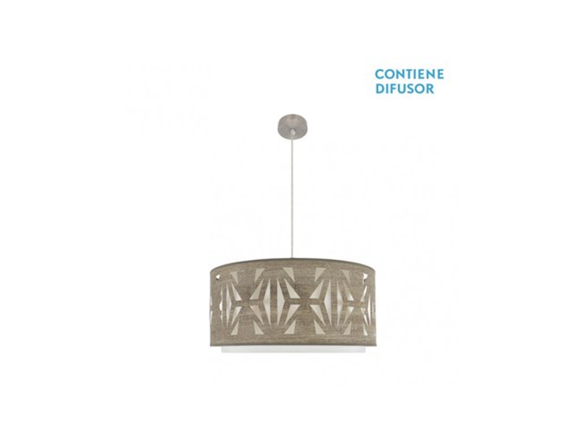 Lámpara colgante Katerina 3x27 cm níquel/madera gris, 60 x 60 cm, Fabrilamp