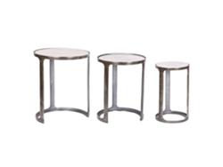 Set 3 Mesita Auxiliar Marmol Patinado 45,5x45,5x56cm