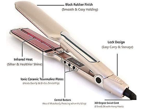 Plancha de pelo infrarroja 2 en 1 Calentamiento rápido para plancha de cerámica Bisbisous Gold AUJEZON