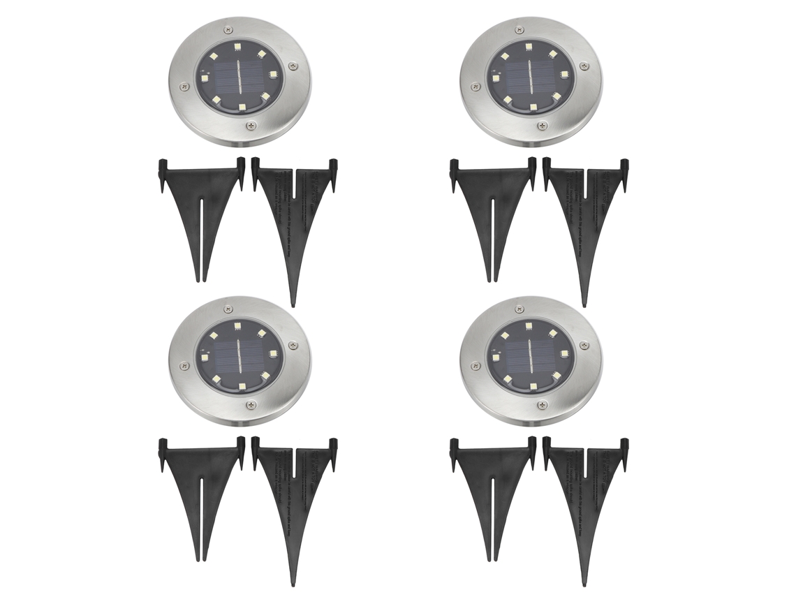 2026-4 Piezas Lámparas Solares Enterradas Impermeables 8led Para Jardín Patio Sendero Cesped Iluminación Exterior