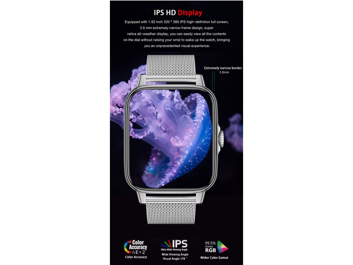 Reloj Inteligente SHAH ARPAN: Pantalla Táctil Completa de 1,6 Pulgadas con Bluetooth Oro
